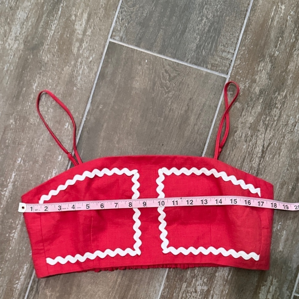English Factory Linen Crop Top w/ Ric Rac Trim - Picture 7 of 8